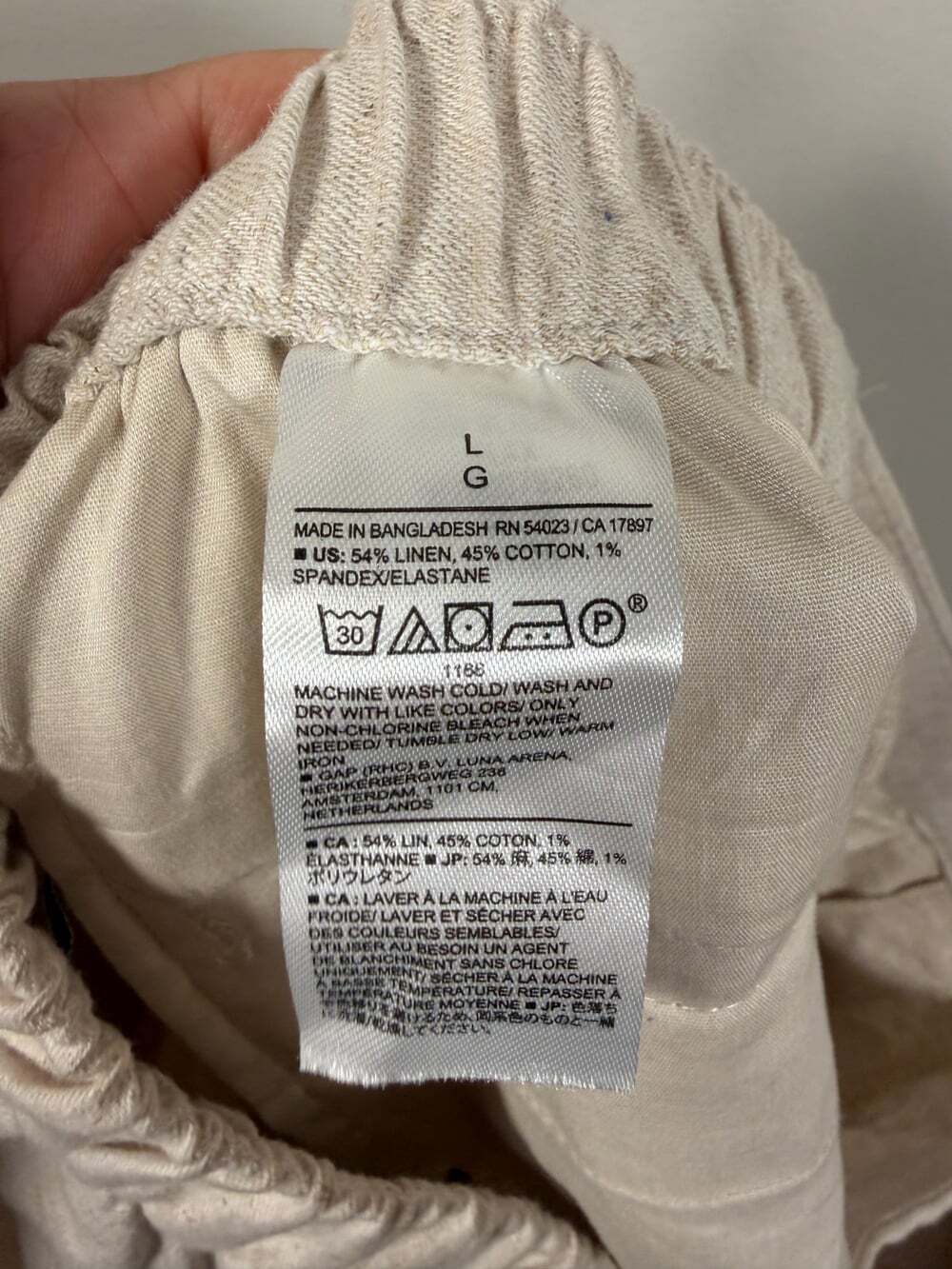 Banana Republic Hayden Wide Leg Linen Pants Size Large Pull On Neutral Coastal - Picture 9 of 9